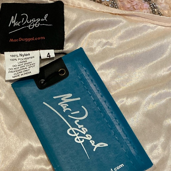 NWT Mac Duggal 4982 Rose Gold Embellished One Shoulder Gown w Sequin Belt - Sz 4 - Picture 10 of 13